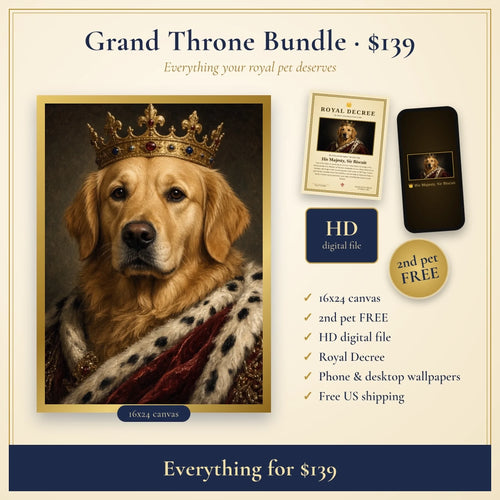 Grand Throne Bundle 16x24: canvas, 2nd pet free, HD file, Royal Decree, wallpapers, free US shipping